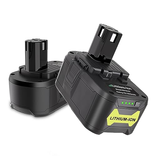 2 Pack 6.0Ah 18V Battery Replace for Ryobi 18V Lithium Battery, Compatible for Ryobi One 18V P108 P102 P104 P197 P190 P103 P105 P107 P109 18 Volt Power Tools