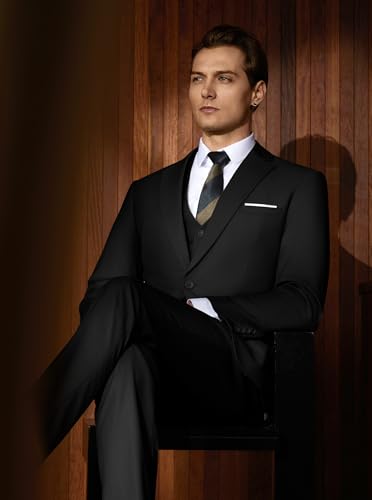 WULFUL Suit Men's 3-Piece Blazer Suit Business Wedding Party Jacket Vest