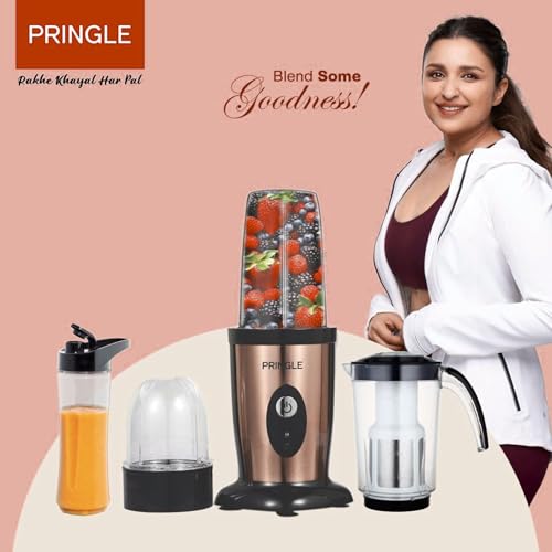 Image of Pringle NB103 Nutri Blender 600W | 22000 RPM High-Speed | Smoothie Maker & Mixer Grinder | 100% Copper Motor | Stainless Steel Blades |3 Unbreakable Jars | 3-in-1 Grind Mix Blend | 2 Yr Warranty