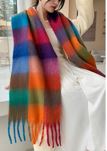 Wander Agio Winter Women Warm Scarf Long Shawl Large Scarves Cold Weather Thick Blanket Scarfs Colorful Plaid2