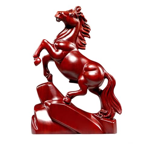 Pcmursal Horse Statue, Chinese Feng Shui Red Horse Statue for Fire Horse, Feng Shui Office Desk Decor for Good Fortune,Lucky Zodiac Ornament for Home & Office