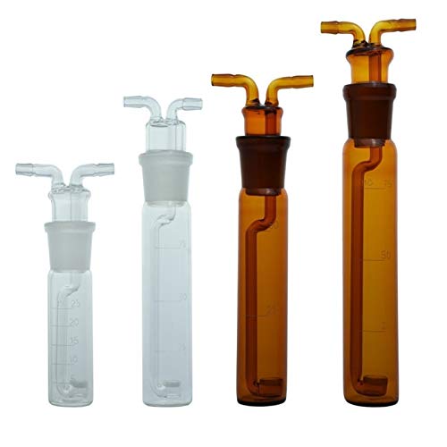 DADAKEWIN 100ml Smoke Gas Collecting Bottle Gas Collecting Apparatus with Filtering Microplates Amber Borosilicate 3.3 Glass Smoke Absorption Tube Lab Glasswares- Pack of 1 (Size : 100ml)