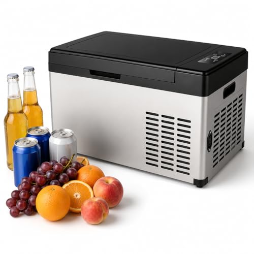 pedenencelia Refrigerador Portátil De 12 Voltios Y 18,6 litros, Nevera Compacta para Coche con Compresor De CC, Control De Temperatura Led, Enfriador Silencioso para SUV, Camión, Autocaravana 10.8L