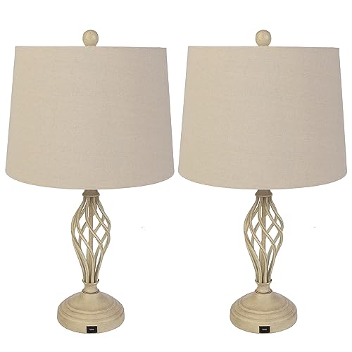 Set de 2 lámparas de mesa modernas con puerto USB