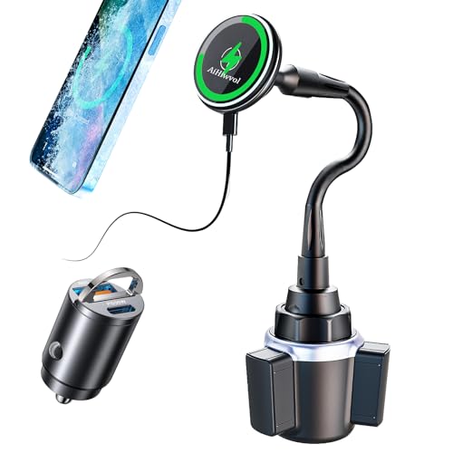 Image of for Qi2 15W Magsafe Car Cup Holder Charger [Heat Restriction], Magnetic Cup Holder Phone Mount Wireless Charger, Fast Charging for iPhone 17 to12 Series[with 30W PD3.0&QC4.0 Car Adapter]