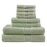 Madison Park 800GSM Bathroom Towel Set of 8 100% Cotton Bath Towel Set for Bathroom Luxurious Highly Absorbent 2 Bath Towels 2 Hand Towels 4 Washcloths Quick Dry Spa Quality Sage Green