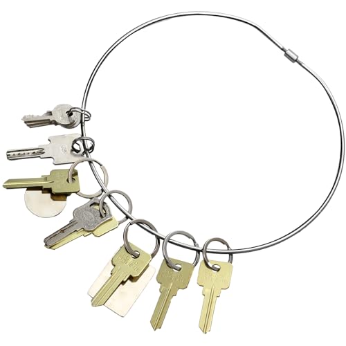 Image of Briwooody 8 inch Large Key Ring Hoop Heavy Duty Threaded Locking Key Rings Stainless Silver Steel for Keychains, Luggage and Tags