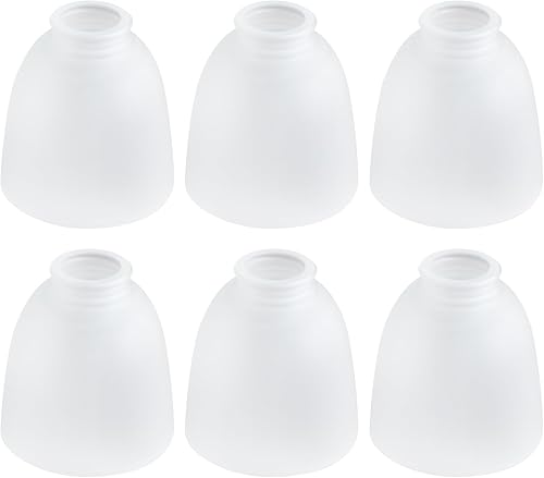 Paquete de 6 pantallas de vidrio esmerilado blanco, cubiertas de vidrio con forma de campana, reemplazos de lámparas de ventilador de techo,
