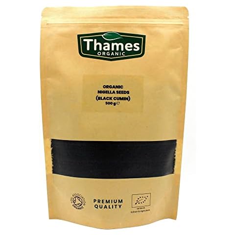 Organic Nigella Seeds (Also Known as Black Cumin or Kalonji) - 100% Pure and Natural - Nutritious, Flavorful, and Versatile Ingredient - Resealable Pouch for Freshness - Thames Organic 500g Cover