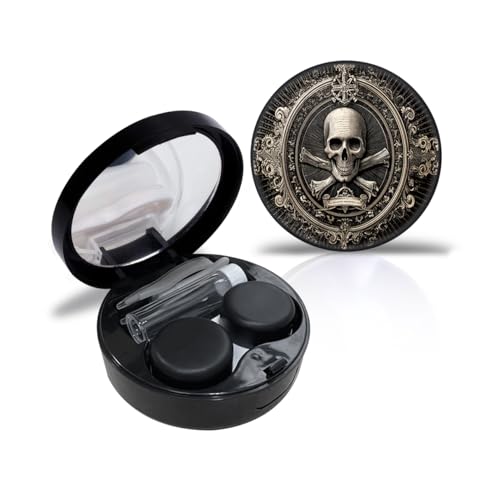 Skull Black Contact Lens Case Travel Kit