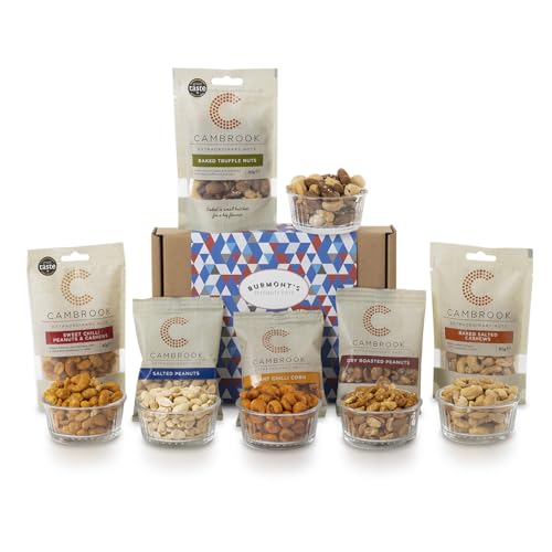 Cambrook Ultimate Nuts & Snacks Hamper - Includes A Variety Of Peanuts Cashews Truffle Nuts Giant Corn & More - Hamper Exclusive to Burmonts