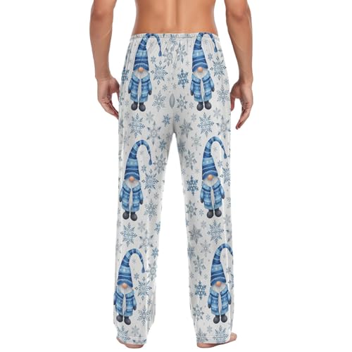 Christmas Blue Gnomes Pajama Pants White SnowflakesLounge Sleepwear PJs Men's Pajama Bottoms Lightweight Sleep Pants L2