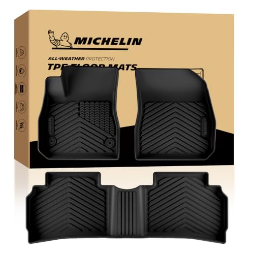 Image of Michelin Vehicle Mats for 2016-2025 Chevrolet Chevy Malibu | Custom Fit, Non-Slip Car Accessories, All-Weather TPE Floor Mats, 1st & 2nd Row Liners, 3 PCS, Premier