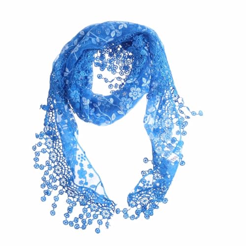 Lightweight Vintage Triangle Tassel Scarf Shawl Women Elegant Floral Lace Scarf