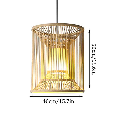 Suspension en osier rotin naturel cylindre LED réglable