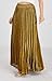 CHARTOU Women's Premium Metallic Shiny Shimmer Accordion Pleated Long Maxi Skirt (X-Large, Gold)