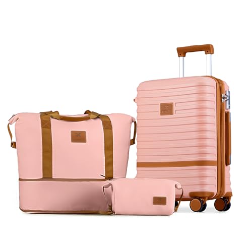 Image of Joyway Carry On Luggage 20 Inch Expandable Suitcase with Spinner Wheel, 3 Piece Hard Shell Luggage Set with TSA Lock(Pink)