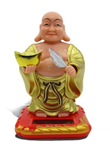 Image of WinsomeCollection Monk Hand and Head Moving Baby Laughing Lord Buddha Idol Statue Solar Powered Dancing Showpiece Gift Item Car Dashboard Decoration Room Office Hotel Home Decor