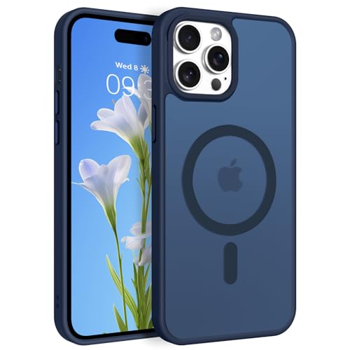 ROUMAYMAY Coque pour iPhone 12 Pro Max, Magnétique Fort [Compatible avec MagSafe] Mat Lisse Translucide Protection de Qualité Fine Mate Coque de Téléphone Aimanté pour iPhone 12 Pro Max Bleu