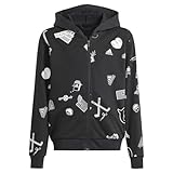 Coupe ample adidas Mixte Enfant Brand Love Zip Hoodie Kids, Black/MGH Solid Grey/White, 15-16 Years