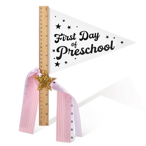 Epakh First Day of Preschool School Pennant Flags Sign with Ribbons