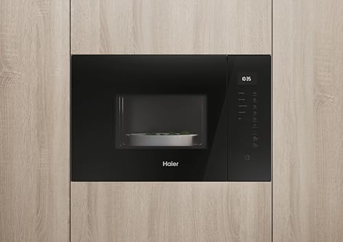 Microondas integrable Haier con interfaz táctil y boton de apertura no táctil negro 4