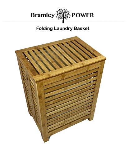Bramley Power rettangolare in bambù con coperchio pieghevole per bucato biancheria vestiti cesto cestino sgabello