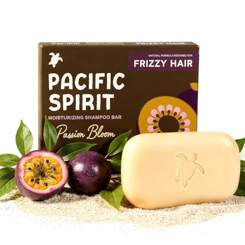 Pacific Spirit Passion Bloom Anti-Frizz Shampoo Bar for Curly & Frizzy Hair, Coconut Oil & Passion...