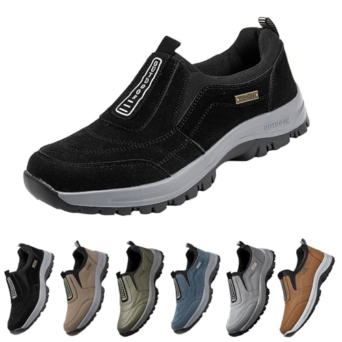 Zapatillas de deporte para hombre, tallas grandes, sin cordones, para exteriores, antideslizantes, informales, informales, cómodas, informales, Negro , 47 EU
