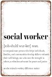 Letrero metálico retro 'Soy trabajador social' Póster Decoración de oficina para trabajador social Arte de pared para oficina de trabajador social escolar Decoración de pared divertida Decoración artí