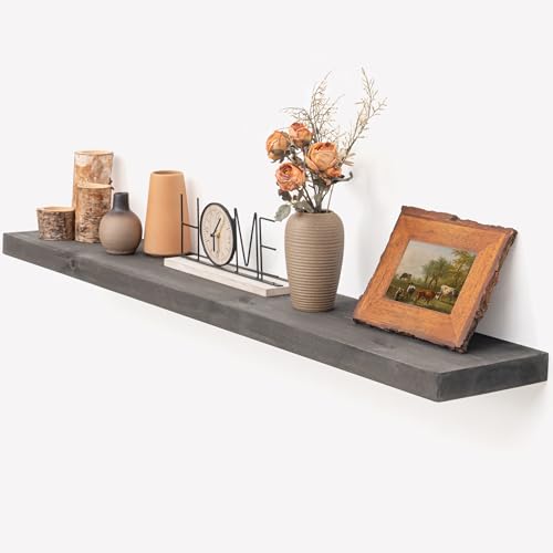 Image of Marsmiles Floating Shelves for Wall - 48 Inch Grey Wood Floating Shelves Set of 1-48 Inch Wide x 7.7 Inch Deep x 1.6 Inch Thick Rustic Wooden Shelves for Room Wall