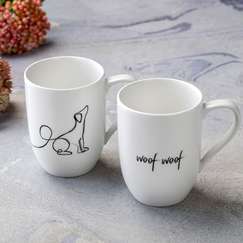 Villeroy & Boch - Statement Mug Set Dog 2 pcs, 280 ml, Premium Porcelain, White, White / Black, ca. 101 cm² - Image 2