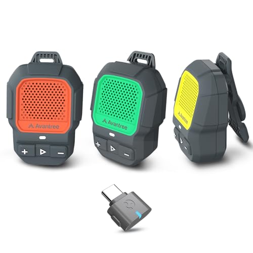 Avantree HomeBuddy Trio – Auracast Sistema de Altavoces inalámbrico para Escucha en Grupo múltiple, Interiores y Exteriores, Senderismo, Entrenamiento, Visitas guiadas, Diseño portátil con Clip