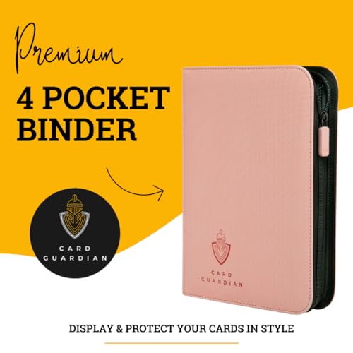 Image of Card Guardian - 4 Pocket Premium Binder for 160 Cards (Pink) | Zipper Closure and Side Loaded Pockets | Compatible with Trading & Sports Cards including Magic the Gathering, Yugioh, Baseball Cards