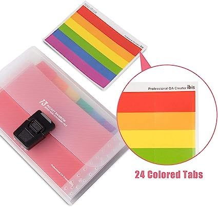 Mini Document File,13 Pockets Mini Rainbow Expanding File Folder Plastic Flash Card Holder A6 Accordion Receipt Organizer for School Office and Home - Image 4