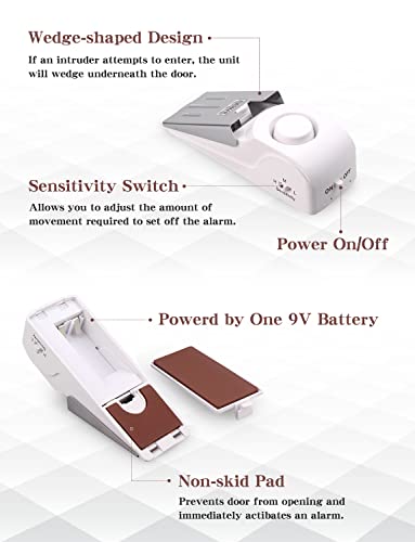 EMDMAK Door Stop Alarm with 120DB Siren Door Stop for Home & Travel (White) (Pack of 1)