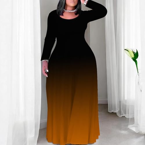Image of PinkPatty Women's Plus Size Long Sleeve Maxi Dresses T Shirt Boho Fall Dress with Pockets
