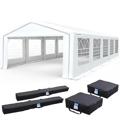 Quictent Premium 16x32 Party Tent Heavy Duty Outdoor Gazebo White Event Shelter Wedding Canopy Tent for Parties Carport BBQ with Removable Sidewall Windows & 4 Storage Bags