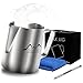 Stainless Steel Milk Frothing Pitcher, 12oz/350ml Milk Coffee Cappuccino Latte Art Frothing Pitcher Barista Milk Jug Cup, Measurements on Both Sides Inside Decorating Art Pen & Microfiber Cloth