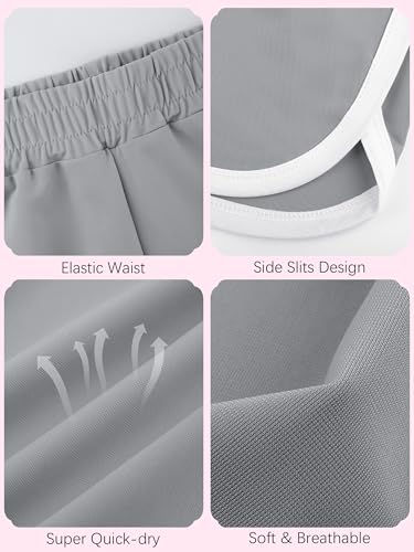 Image of Aikuco 4 Packs Girls Athletic Shorts Toddler Soccer Running Active Dolphin Dry-Fit Kids Gym Workout Performance Shorts