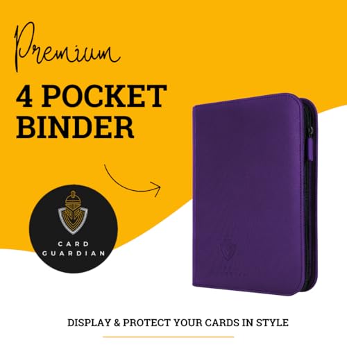 Image of Card Guardian - 4 Pockets Premium Binder | Zip | Space for 160 Cards | Compatible with Magic, Yugioh, Sports Cards (Purple)