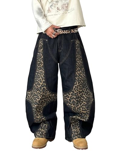 QGRSWBC Mens Baggy Barrel Jeans Wide Leg Y2k Hip Hop Stylish Skater Pants - image 1