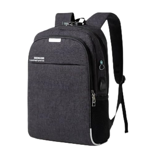 Mochila Executiva Antifurto com Cadeado USB e Saída P2 Impermeável Leve e Resistente para Notebook (PRETO)