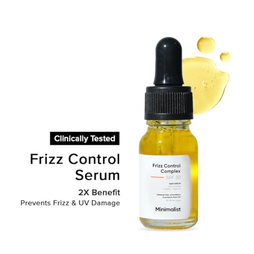 Image of Minimalist Hair Serum for Dry Frizzy Hair with SPF 30, Keratin, Argan Oil & Ceramides| Heat Protection Serum, Smoothens & Protects From UV | Lightweight | Leave In For Women & Men | 10 ml