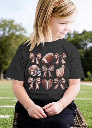 Image of JINTING Football Shirts for Boys Girls Game Day Tshirt Toddler Football Season Tee Kids Bow Coquette Tops