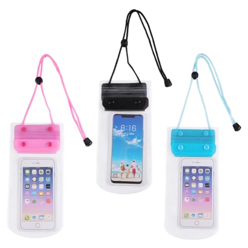 VILLCASE 3pcs Phone Bag Pouch Transparent Touch Screen Case for Beach Fishing Swimming Lightweight Easy Operation Compatible with Phones Pink Black