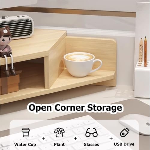 Support moniteur double et pc portable étagère d'angle bureau - 7