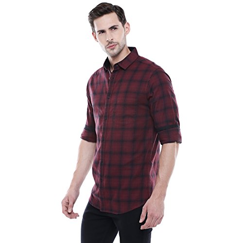 Image of Dennis Lingo Men Cotton Checkered Slim Fit Casual Shirt
