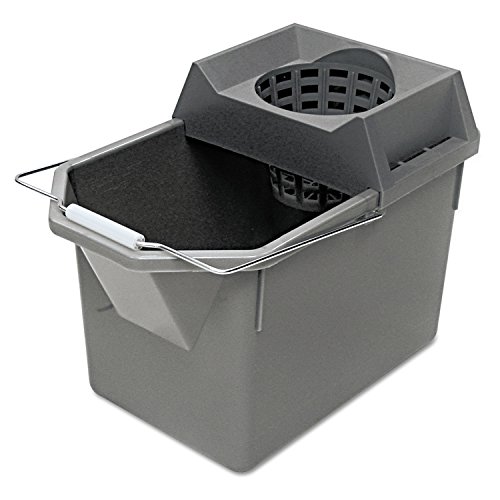 Rubbermaid Commercial Products, 15-Quart Lightweght Pail/Mop Bucket with Mop Strainer/Wringer Combo, Gray, Heavy Duty Mopping/Cleaning for Professional/Janitorial Use