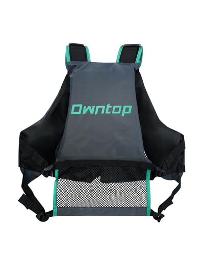 Owntop Swim Jackets Adult, Adjustable Safety Strap, Mens Womens Swim Vest Kayak, Buoyancy Float Vests for Fishing Swimming Stand-up Paddle (Gray-Green, M/L) - image 8
